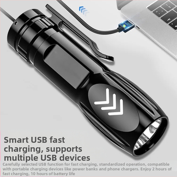Φακός LED με USB φόρτιση, φορητός εξωτερικός, χειροκίνητη παραγωγή ενέργειας, 1200 mAh, εμβέλεια 200-500 m