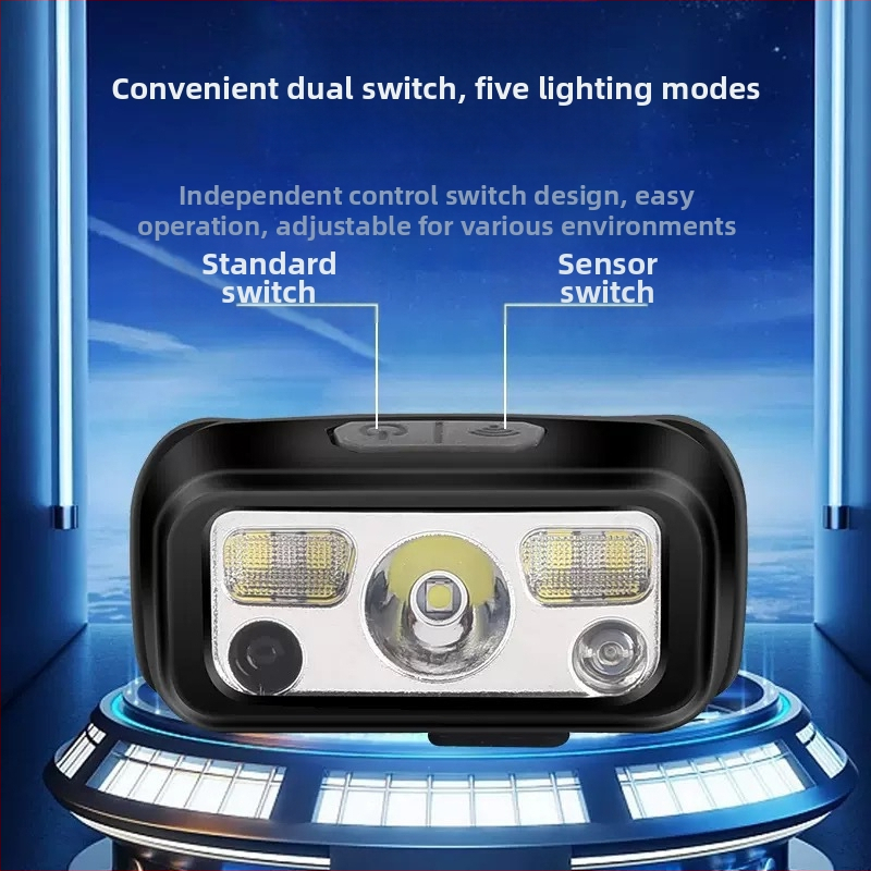 Įkraunama LED galvos žibintas lauko naudojimui su gestų jutikliu, 15 m spindulys, 4,5 h veikimo laikas, modelis YD-2326