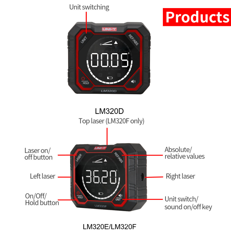Uni-T LM320D/E/F Digitalni inklinometar s magnetnim nivelom za horizontalni kut
