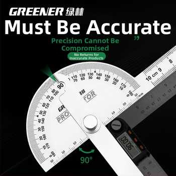 Неръждаема стомана – Регулируема ъгломерна линейка за дърводелство, висока прецизност