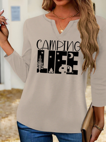 Μπλουζάκι από ύφασμα γάλακτος μεταξιού, χωρίς γιακά, χαλαρή εφαρμογή, εκτύπωση