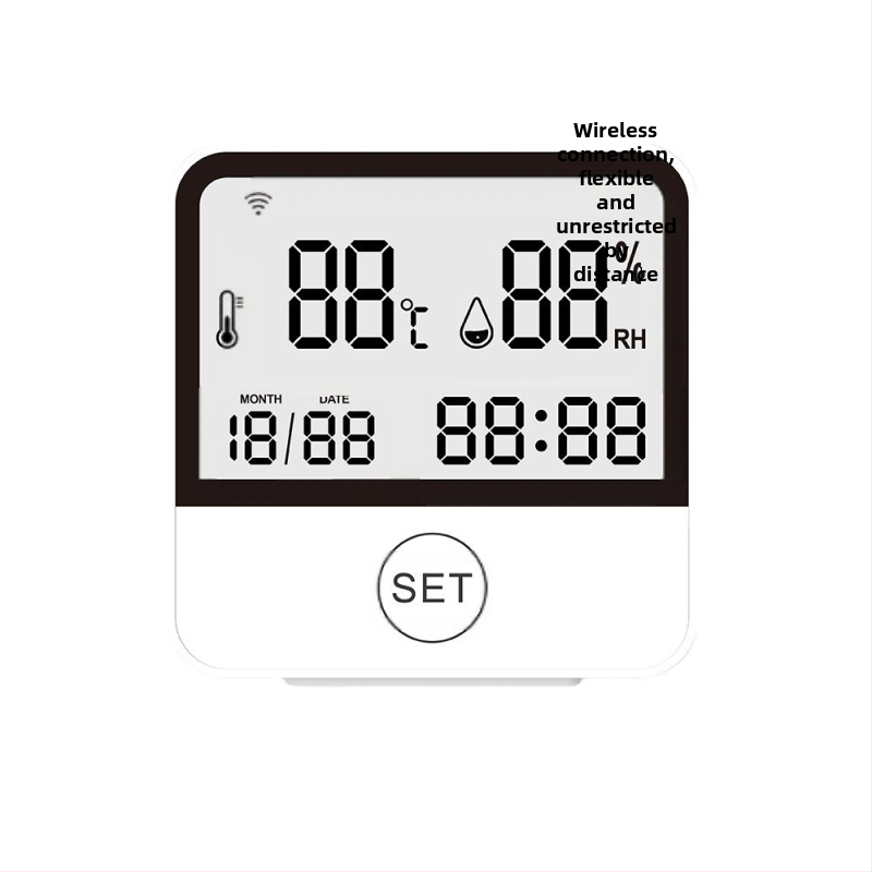 PA-010 Безжичен датчик за температура и влажност с мобилно приложение, дистанционна аларма и двойно дисплей термометър-хигромер (Модел PA-010 • Безжичен • -40 до 125 °C • Звуков сигнал)