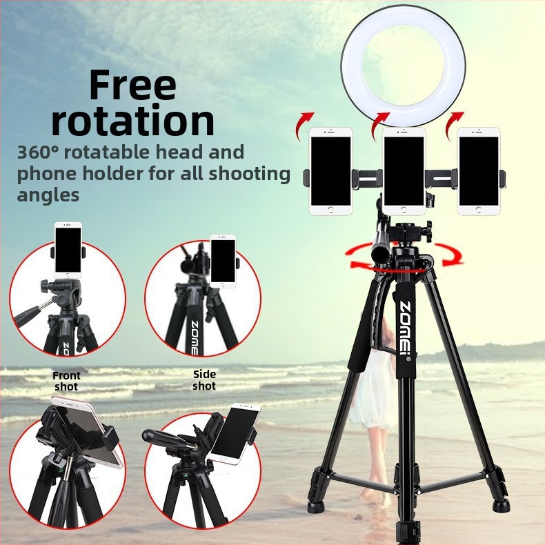 ZoMei трипод с 3D глава, алуминиева сплав, 4-сегментни крака, товароподемност 2–5 кг, с плоча за бързо освобождаване