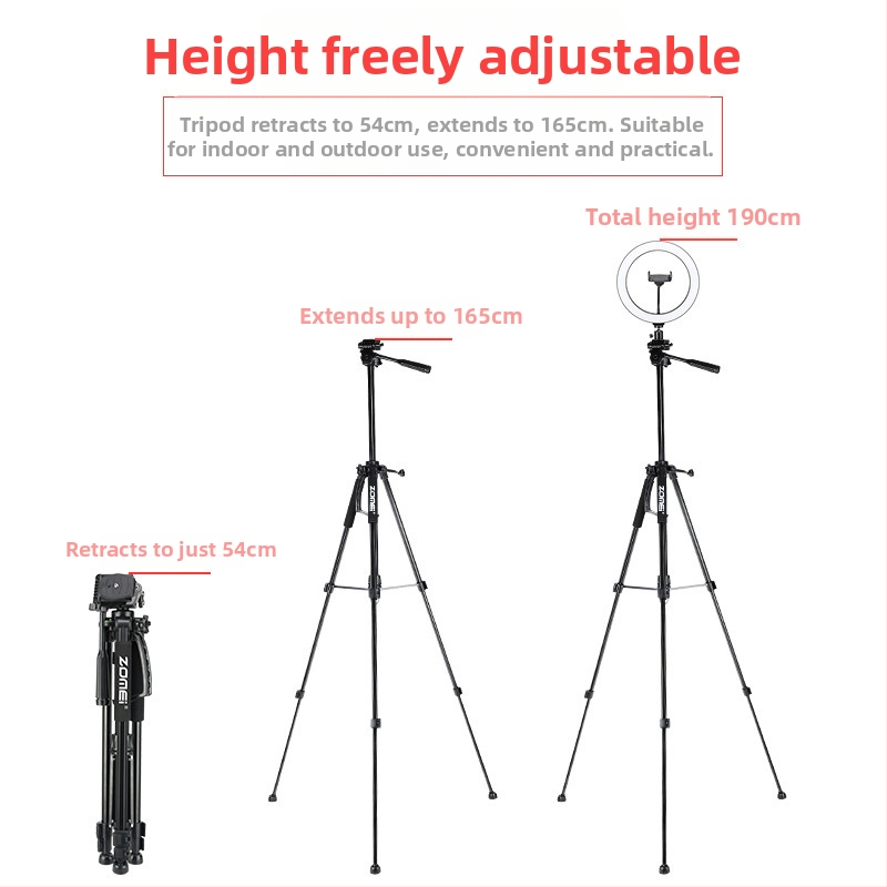 ZoMei трипод с 3D глава, алуминиева сплав, 4-сегментни крака, товароподемност 2–5 кг, с плоча за бързо освобождаване