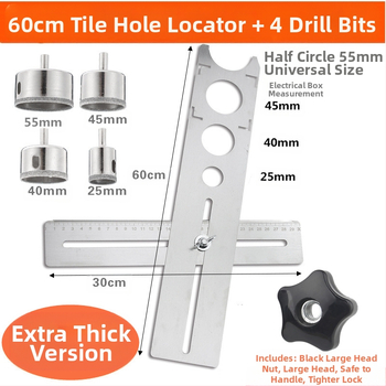 Odler Εντοπιστής οπών για γυάλινα πλακίδια και μάρμαρο – Πανλειτουργικό μετρητικό εργαλείο, 1 σετ