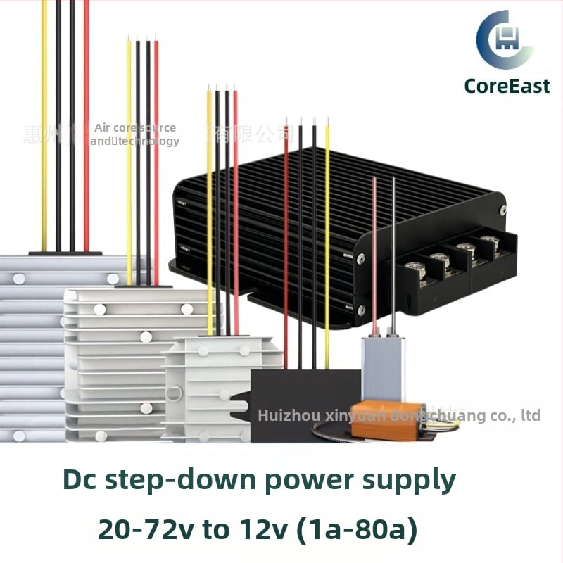CoreEast DC-DC átalakító: bemenet 20–72V, kimenet 12V, akár 60A, IP67 vízálló, 95% hatékonyság, kapcsoló tápegység