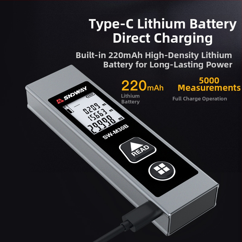 SW-M30A лазерен измервател на разстояние, ръчен инфрачервен измервателен инструмент, обхват 0,05–30 м, точност ±5 мм + d×1/10000