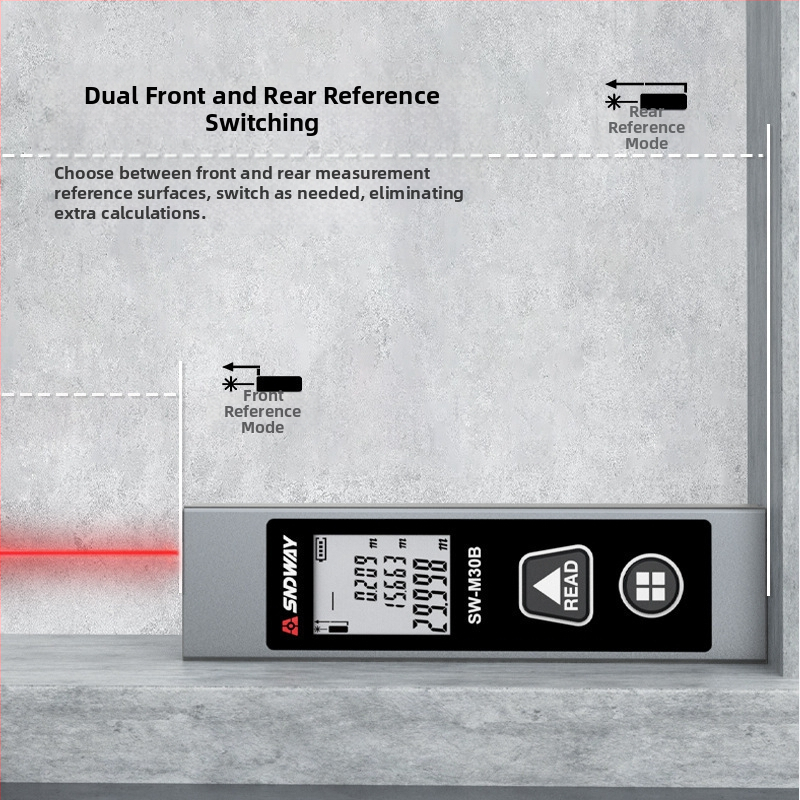 SW-M30A лазерен измервател на разстояние, ръчен инфрачервен измервателен инструмент, обхват 0,05–30 м, точност ±5 мм + d×1/10000