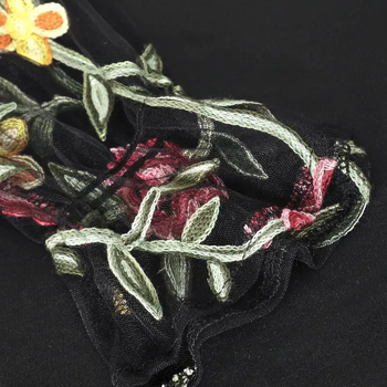 Ολόσωμο με μακριά μανίκια, πλέγμα με φλοράλ κέντημα, girly στυλ, μέση μεσαίας ύψους, παντελόνες τρεις τέταρτα; Υλικό: Νάιλον; Κύριο ύφασμα: Βαμβάκι; Μοτίβο: Λουλούδια