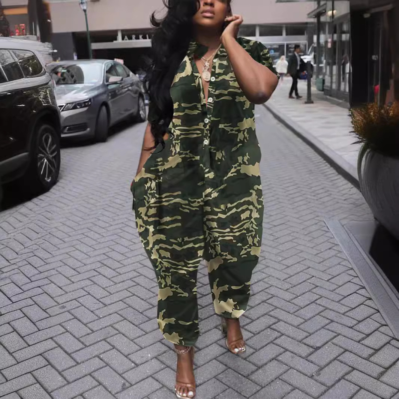 Комбинезон с полиестер-спандекс смес; 3/4 ръкав; свободни панталони; средна талия (Полиестер-спандекс смес; 3/4 ръкав; свободни панталони; средна талия)