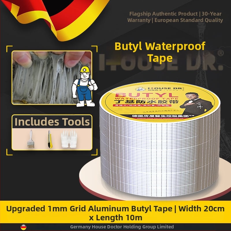 Butilā jumta remontam membrānas lente, alumīnija slāņots rulons, spēcīga ūdensizturība, 1000% izstiepums