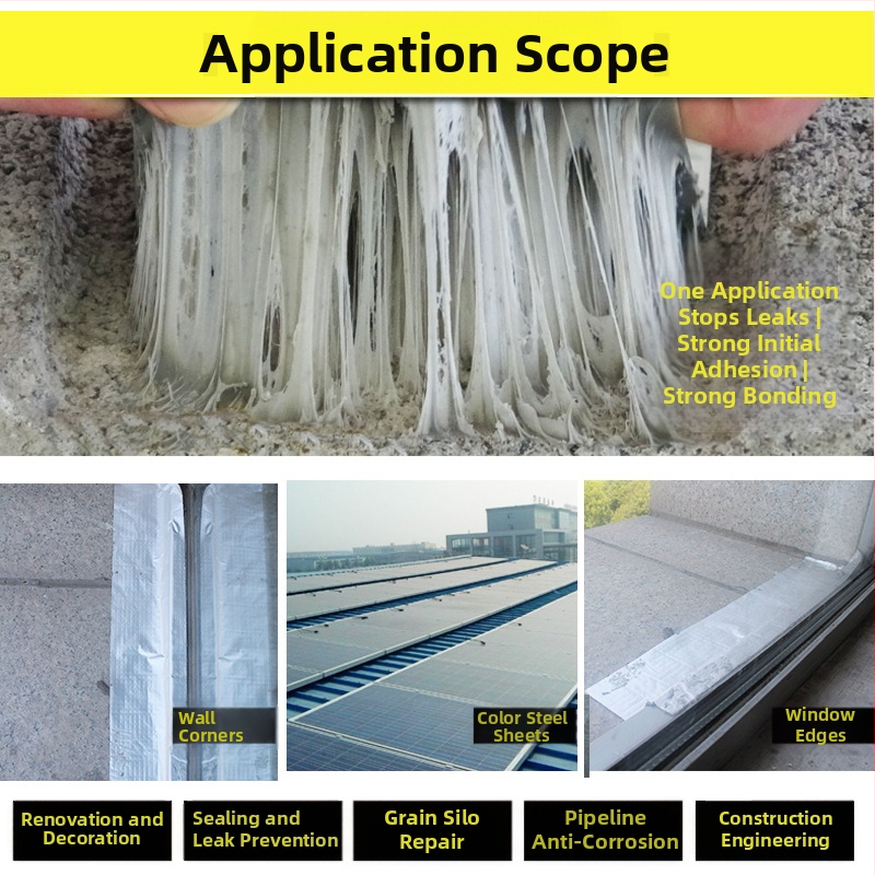 Butilā jumta remontam membrānas lente, alumīnija slāņots rulons, spēcīga ūdensizturība, 1000% izstiepums
