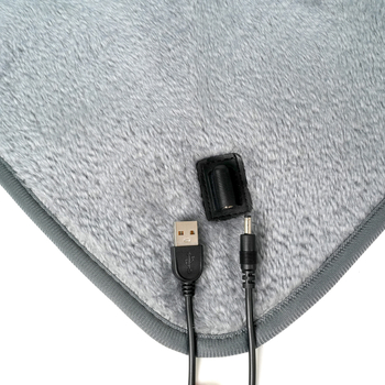 Електрическо одеяло, USB захранване, 5V, 10W, тъкан велур + дишаща памучно-ленена смес, двойно управление, за двойно легло