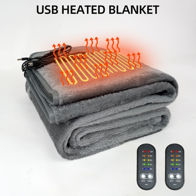 Elektriskā sega ar USB barošanu, 5V, 10W, velūra audums + elpojošs kokvilnas-linasegu, dubultā vadība, piemērots divvietīgai gultai