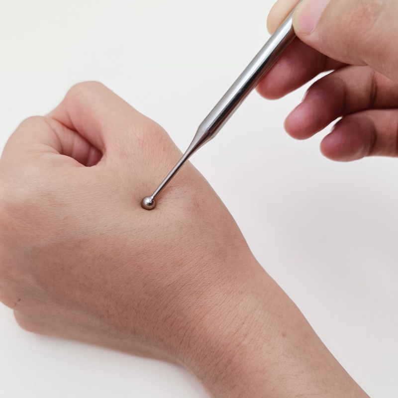 Daimei rozsdamentes acél pontmasszázs rúd meridián pontokhoz, 140×12 mm, 58 g