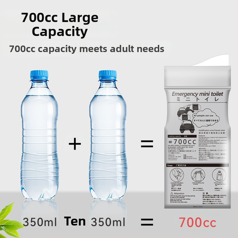 Автомобилна спешна уринна торбичка, преносима и еднократна, за мъже и жени, PE материал, капацитет 600–700 ml