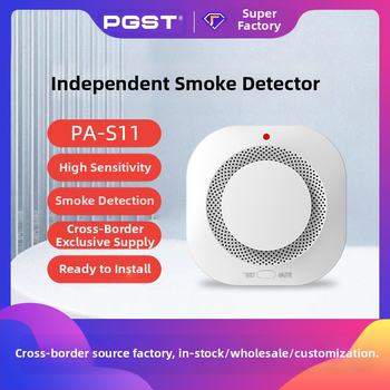 Безжичен детектор за дим S11D, 360° обхват, детекция до 6 м, 3C сертифициран, аларма със звук и светлина, за домашна употреба