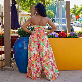 Γυναικείος ολόσωμος Jumpsuit με εκτύπωση, χωρίς μανίκια, πλισέ φαρύ παντελόνι, πολυεστέρας