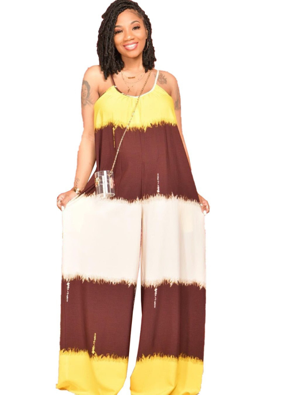 Női nyomtatott ujjatlan overál, kötött, poliészter-elasztán keverék, 90-95% elasztán, nyár 2022