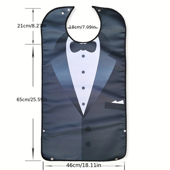 Възрастен лигавник за хранене с печатен дизайн, водоустойчив и устойчив на петна, PU плат и полиестер