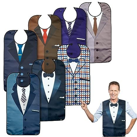 Възрастен лигавник за хранене с печатен дизайн, водоустойчив и устойчив на петна, PU плат и полиестер