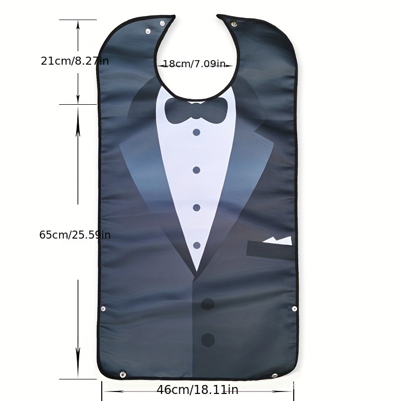 Възрастен лигавник за хранене с печатен дизайн, водоустойчив и устойчив на петна, PU плат и полиестер