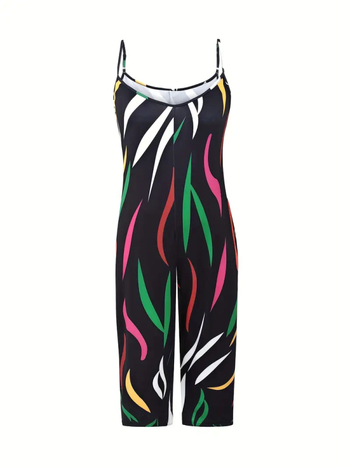 Ολόσωμη φόρμα: υψηλή μέση, φαρδιά παντελόνια, χωρίς μανίκια, πολυεστερικό ύφασμα, street-hipster στυλ, καλοκαίρι 2025.