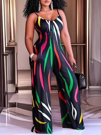 Ολόσωμη φόρμα: υψηλή μέση, φαρδιά παντελόνια, χωρίς μανίκια, πολυεστερικό ύφασμα, street-hipster στυλ, καλοκαίρι 2025.