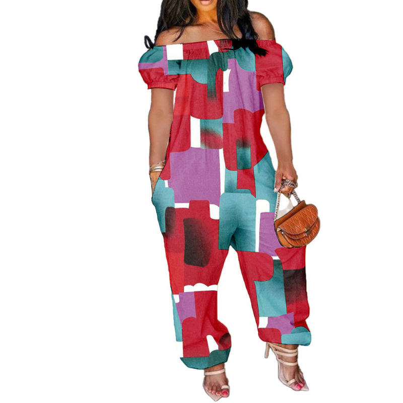 Egyszínű overál buborékos ujakkal, lazán szabott derékkal, egyenes szárú nadrág, poliészter-spandex keverék