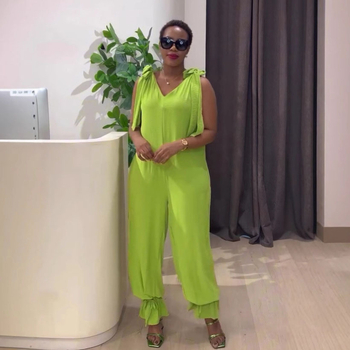 S11000 Ολόσωμη φόρμα χωρίς μανίκια, Πολυεστέρας, Χαλαρή γραμμή με φαρδιά παντελόνια, Με ιμάντες, Άνοιξη 2025, Venia