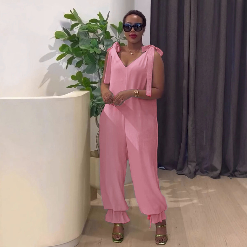 S11000 Ujjatlan overál, poliészter, laza szabású, széles lábú, pántos dizájn, 2025 tavasz, Venia