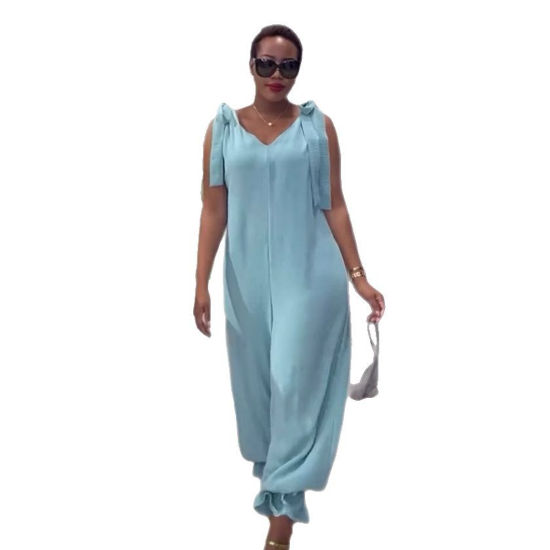 S11000 Ujjatlan overál, poliészter, laza szabású, széles lábú, pántos dizájn, 2025 tavasz, Venia