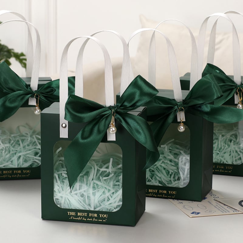 Прозрачна чанта за подаръци с прозорец, горещо щампована върху бял картон, чанта за подарък за червило, моден аксесоар