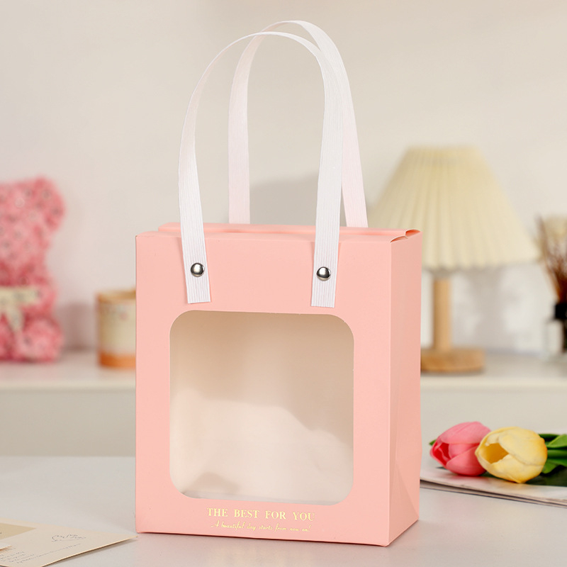 Прозрачна чанта за подаръци с прозорец, горещо щампована върху бял картон, чанта за подарък за червило, моден аксесоар