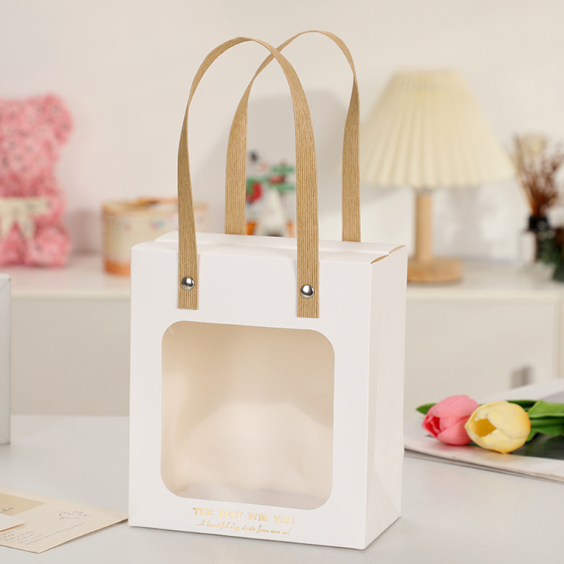 Прозрачна чанта за подаръци с прозорец, горещо щампована върху бял картон, чанта за подарък за червило, моден аксесоар