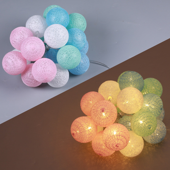 LED λωρίδα με βαμβακερά μπαλάκια για εσωτερική διακόσμηση, με κουτί μπαταριών, τηλεχειριστήριο με ρύθμιση φωτισμού, IP44