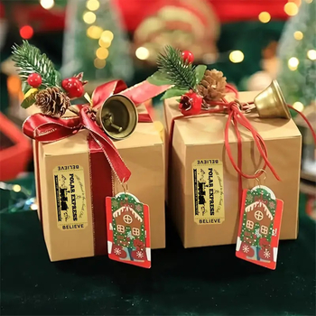 Bilieto lipdukas - Polar Express Kalėdos, Auksinės folijos, Iškirpta forma, Dekoratyvinis lipdukas