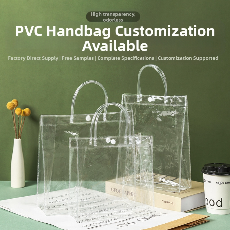 Skaidi PVC rankinė, Kemi prekės ženklas, dviejų sluoksnių pritaikoma tote rankinė dovanoms ir kosmetikos įpakavimui, logotipo pritaikymas