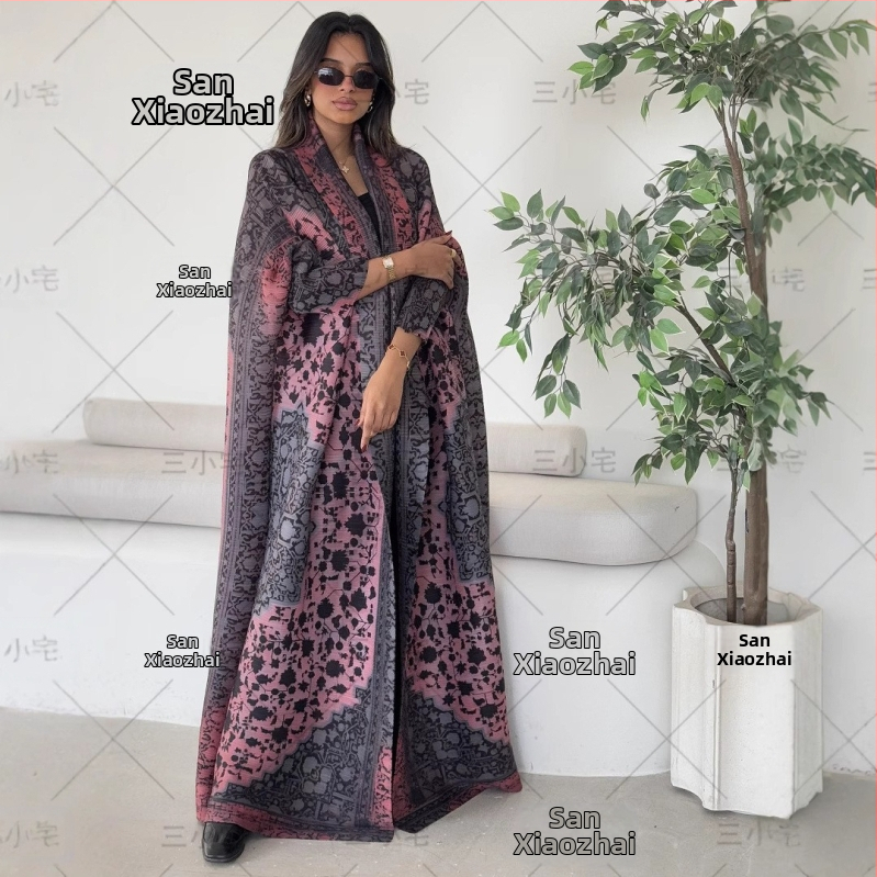 Three Small Houses plisírozott poliészter kardigán, hosszú ujjú, hosszú külső ruházat, 2025 nyár