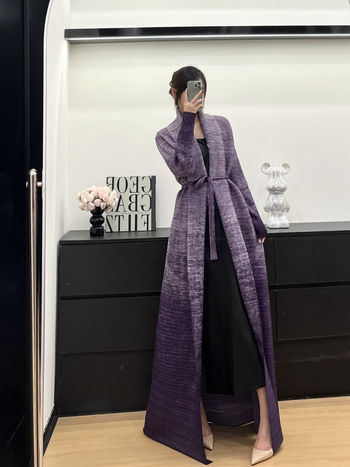 Pliszírozott abaya poliészterből, hosszú ujjú, gradient dizájn