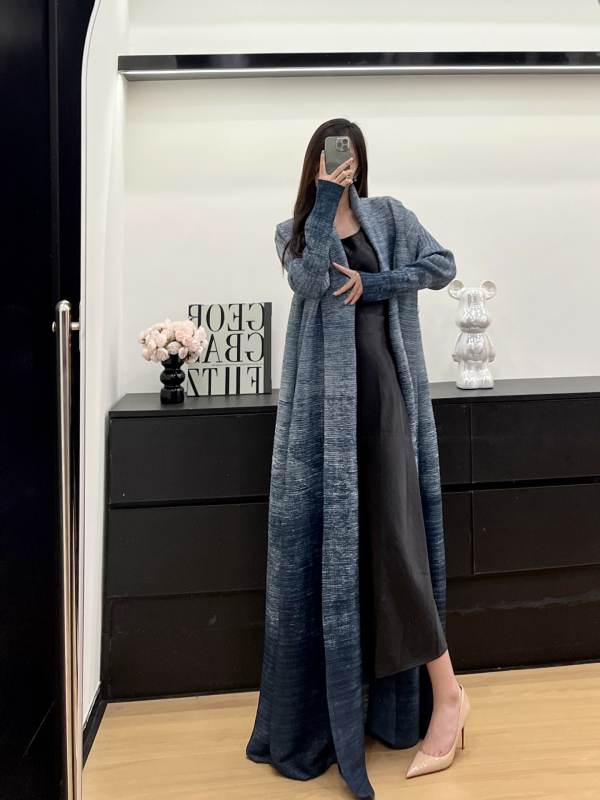 Pliszírozott abaya poliészterből, hosszú ujjú, gradient dizájn