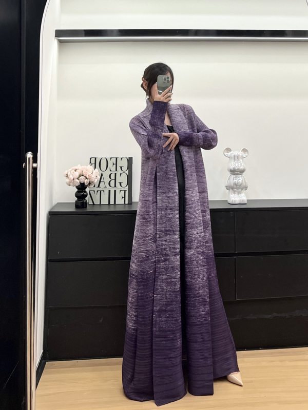Pliszírozott abaya poliészterből, hosszú ujjú, gradient dizájn