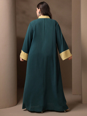 TOLEEN KYP1273 Divatos Közel-Keleti hosszú ujjú hímzett ruha, Ice Silk Zou, Poliészter 95%+, Hosszú szoknya