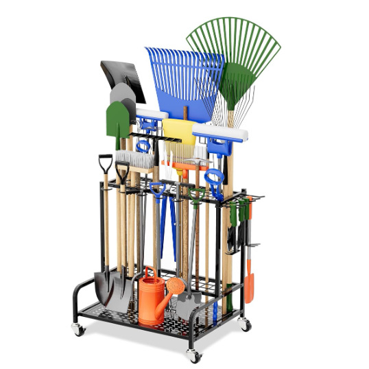 Fémből készült kerti szerszám-tároló állvány – modern, letisztult dizájn, asztali tároló és virágtartó állvány, 2025 tavasz