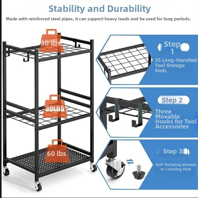 Fémből készült kerti szerszám-tároló állvány – modern, letisztult dizájn, asztali tároló és virágtartó állvány, 2025 tavasz
