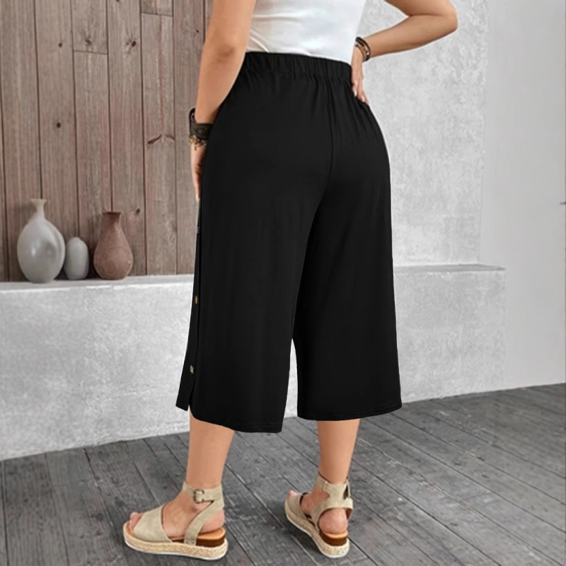 Moteriški poliesterinės kelnes tiesaus kirpimo, elastinis juosmuo, šoninis mygtuko įpjova, ruduo 2025