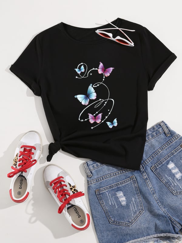 HOOK ON YOU Pamutpóló nyomtatott, kerek nyak, rövid ujjú, egyenes szabás, 70–80% pamut tartalom, Nyár 2023