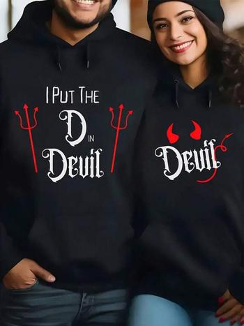 Női kapucnis pulóver, betűs nyomtatás, laza szabás, hosszú ujjú, poliészter anyag