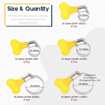 Stezaljka za crijeva od 201 nehrđajućeg čelika s ručkom – nominalni promjer 8–29 mm, promjer učvršćivanja 4–10 mm, za fiksiranje cijevi, Galaxy Valley