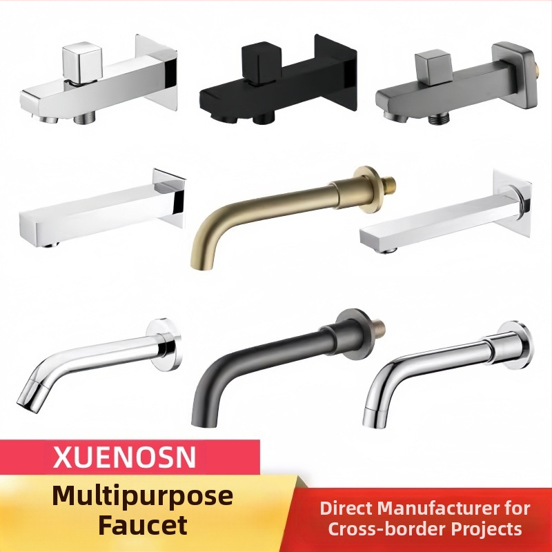 Rejtett réz csap a zuhanyhoz és mosdóhoz, menetes csatlakozás, 6 MPa, 1–80°C, modern stílus